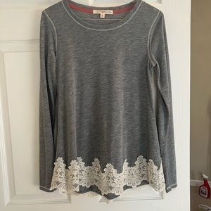 Womens small grey long sleeve lace blouse rewind brand